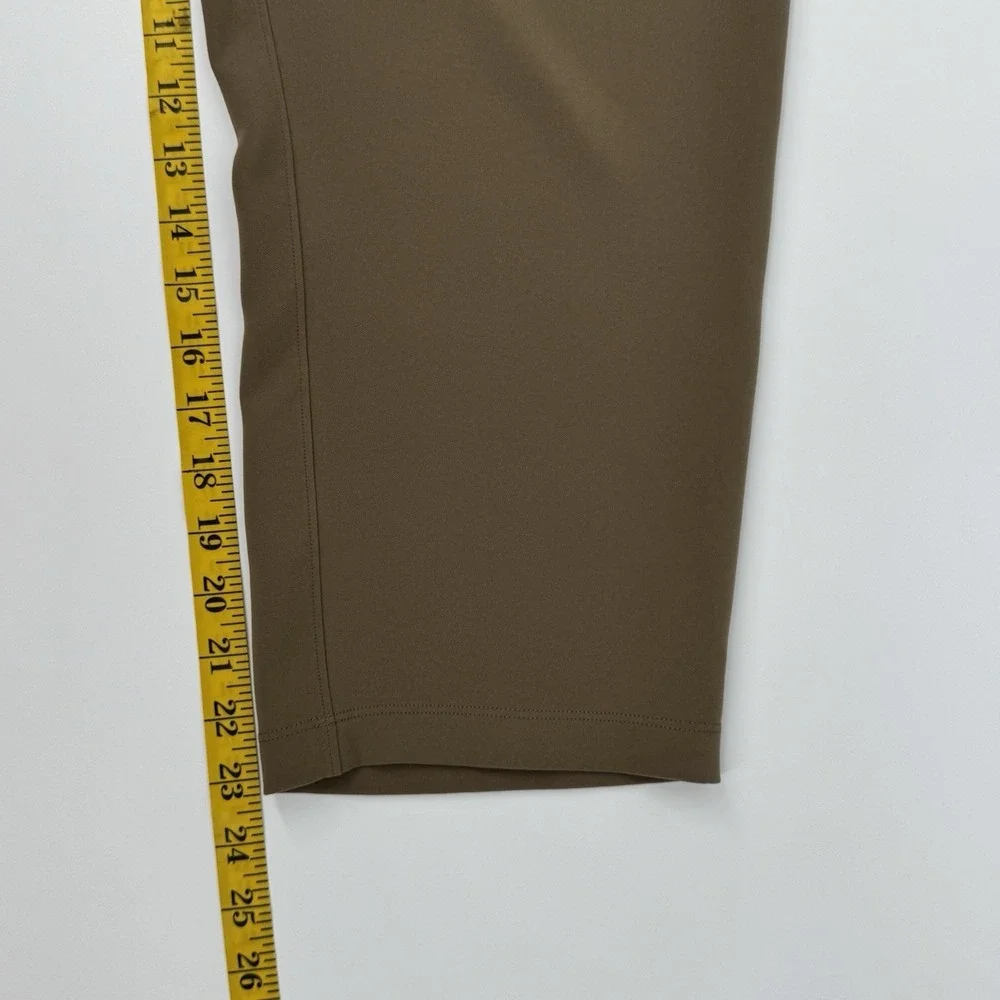 Lululemon‎ On The Fly Crop Pants Size 10 Khaki Woven Drawstring Stretch Casual